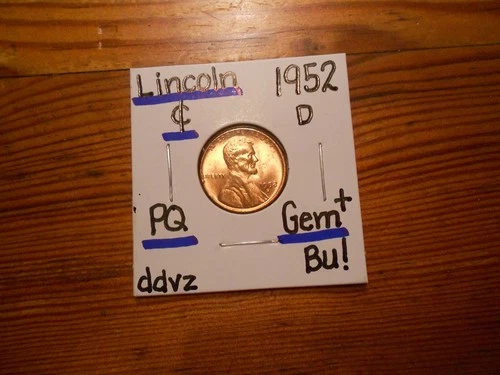1952D Lincoln Cent BU+ SPLENDID!!!!! PQ!!!! WOW!!!!!
