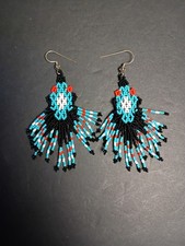 Tribal Earrings Native Large Boho Seed Beads Handmade Earring Native American