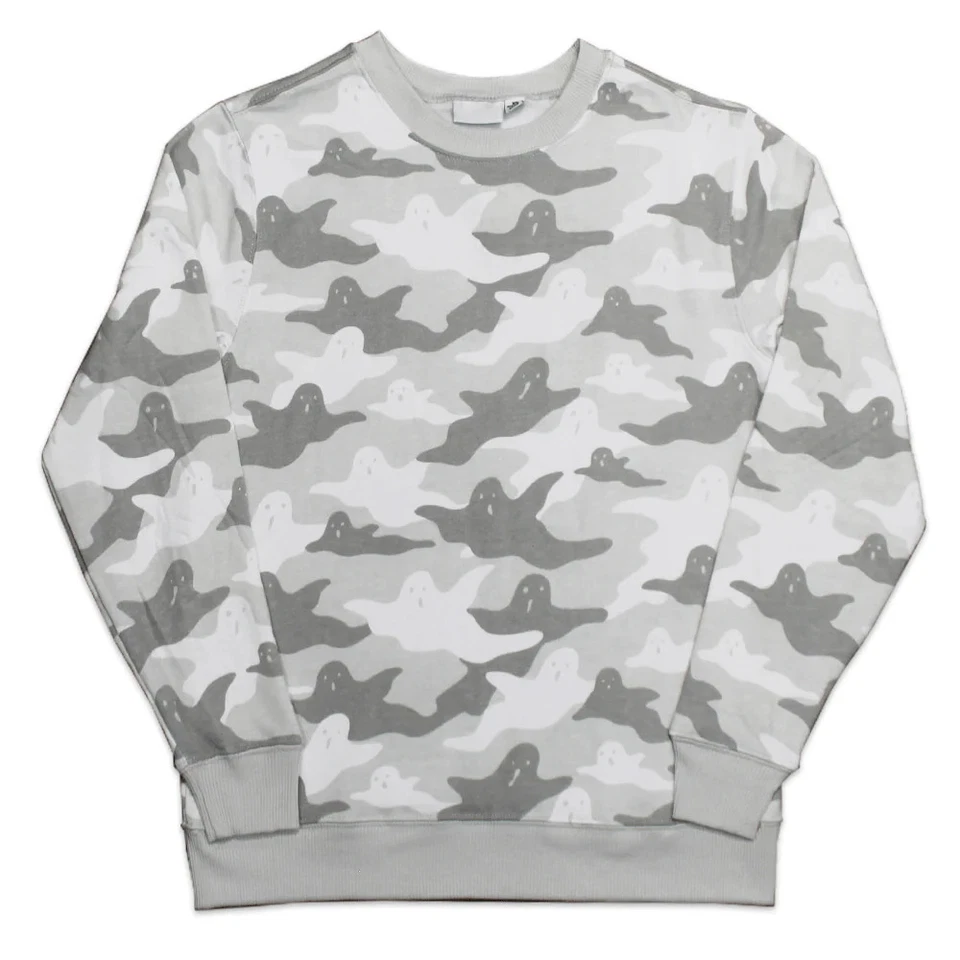 Unisex Damen Herren Halloween Geist Grafik Pullover Sweater Grau Camouflage Camoflauge - Bild 2 von 4