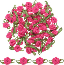 30 St&uuml;ck Rosenrotes K&uuml;nstliche Mini Schleifen Blumen 5/8" x1-3/16 Mini-Rosen Sch
