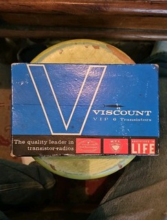 VISCOUNT 6TP 102 Transistor Radio & Box Instructions Excellent Shape RED JAPAN