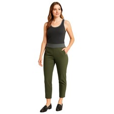 Kirkland Signature Ladies  Ankle Pant Olive Green w/ Gray Trim Size M NWT 