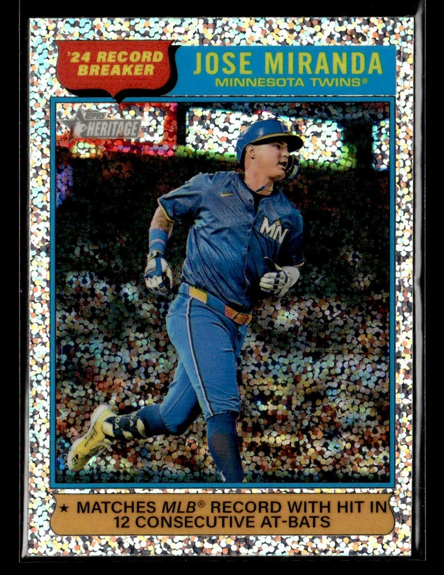 2025 Topps Heritage #4 Jose Miranda Chrome Silver Sparkle Refractor card
