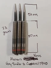Harrows Verve Steel Tip Darts 23 g 90% Tungsten 3 Barrels with Steel tips only