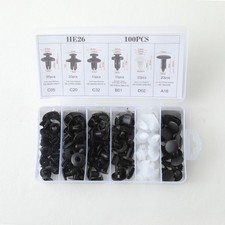 100Pcs Car Plastic Retainer Clips Bumper Push Rivets Fasteners Assortment Kit