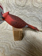 WILLIAM E KIRKPATRICK CARDINAL SIGNED WEK HAND CARVED WOOD FOLK ART NICE!