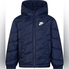 Nike Kids Navy Quilted Puffer Jacket with Fleece Lining