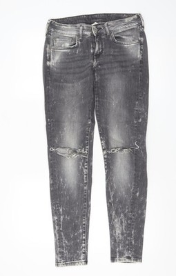 Mango Damen grau Acid Wash Skinny Used-Look Jeans Größe 10