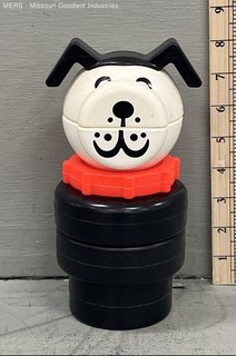 Fisher Price Jumbo Dog 659 Vintage Stacking Toy White Black Red USA