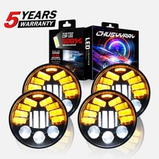 For 1958-1976 Ford Thunderbird 4pcs 5.75 5-34 Black Led Headlights Hi Lo Beam