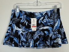 Tommy Bahama Indigo Garden Flutter Skirt Swim Bottom Black Multi XS NWT