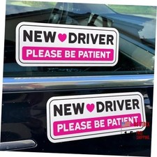 Pink Driver Stickers for Cars  Windows - Non-Magnetic - 2 - Pink, White, Black