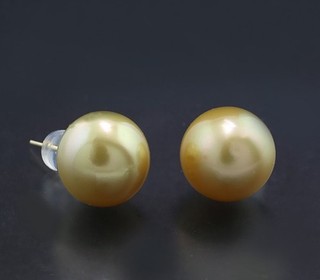 Value 1 800 Euro South Sea Pearl Stud Earrings 12.3mm in 18ct/750 Gold New