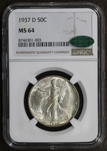 1937-D (MS64 CAC) Walking Liberty Half Dollar 50C NGC