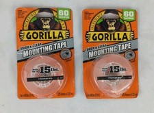 Lot Of 2 Gorilla Mounting Tape Double Sided Adhesive Roll, Strong Hold 1 in x 60