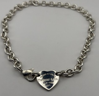 Tiffany & Co. Sterlingsilber "Return To Tiffany" Herzanhänger Halsreif Halskette 15"