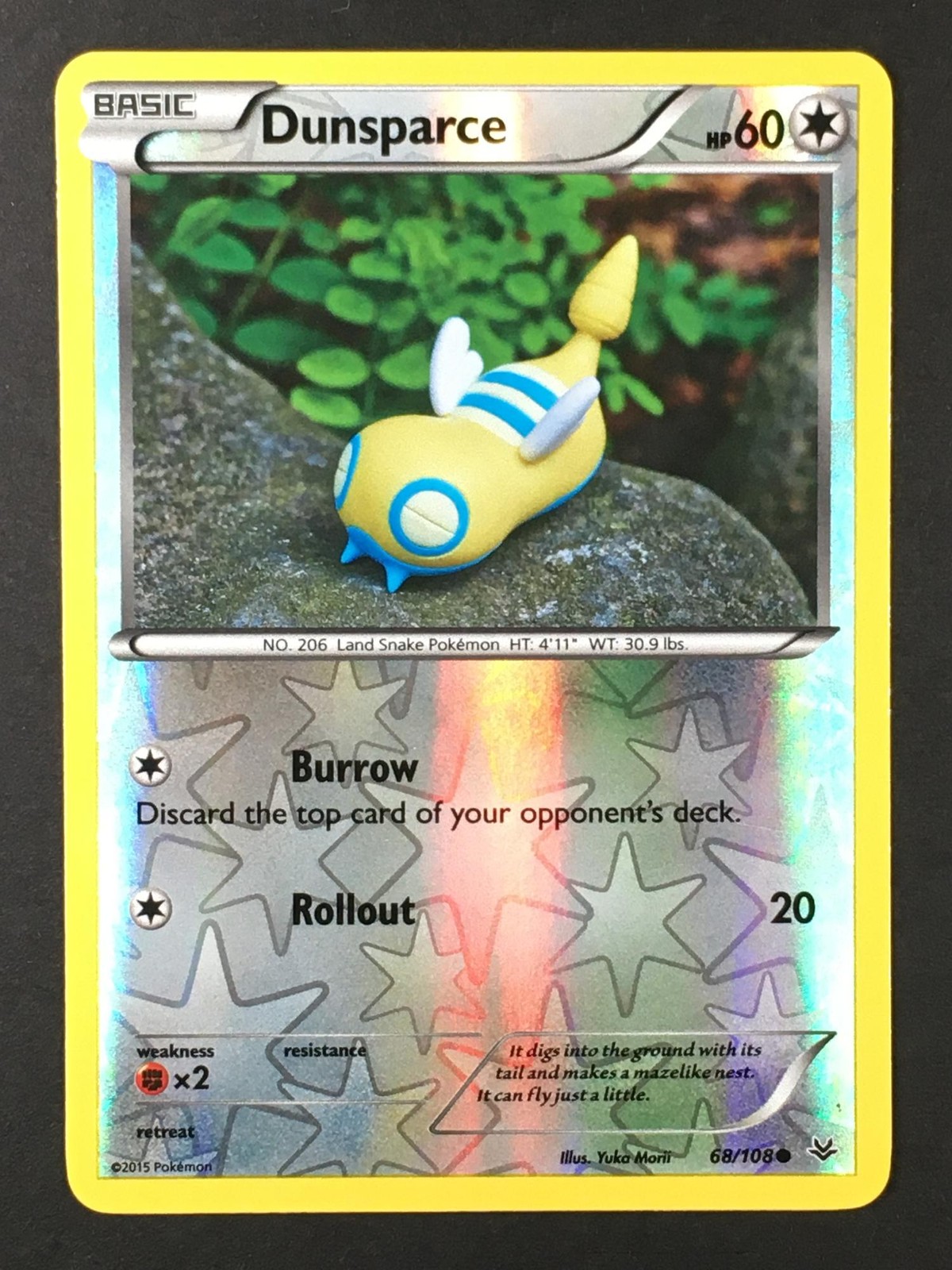 Pokemon TCG Dunsparce 68/108 Roaring Skies Reverse Holo Common Yuka Morii Art LP