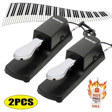 Set of 2 Sustain Damper Foot Pedal Electronic Piano Keyboard Polarity Switch USA