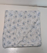 Ideal Baby by Aden  Anais Blanket Muslin Swaddle White Blue Gray Monkey