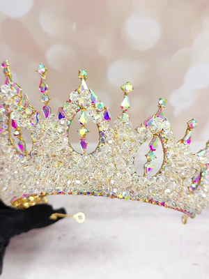 Gold Princess Crown, Prom headpiece, Bridal tiara, Diamond  display picture 2