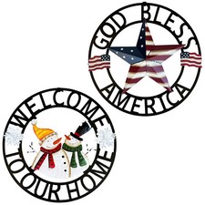 Metal Hanging Welcome Signs Wall Decor Front Door Wreaths Garden Fence Welcome