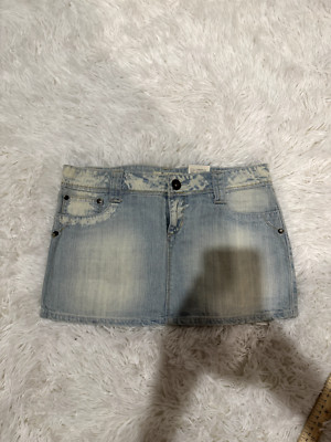 NWT y2k VTG L.e.i. mini micro denim skirt SZ 5 fairy core boho rockstar