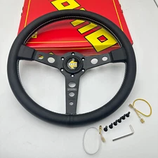 MOMO prototipo 350mm 14' Genuine Leather Thickened Spoke Sport Steering Wheel