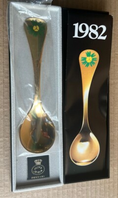 Georg Jensen Jahreslöffel 1982 vergoldetes Sterlingsilber - Winter Aconit
