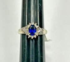 Sterling Silver 925 With Blue And Clear Cubic Zirconia Ring Size 8 Dia/Sap Like