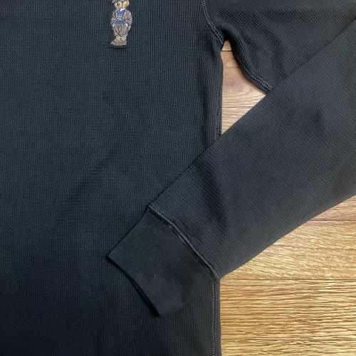 Polo Ralph Lauren RL Bear Men's Sleepwear Shirt Small Black Waffle Thermal - Picture 4 of 7