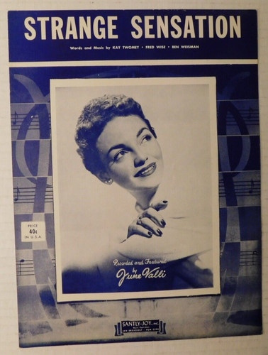 SHEET MUSIC June Valli "Strange Sensation" © 1982