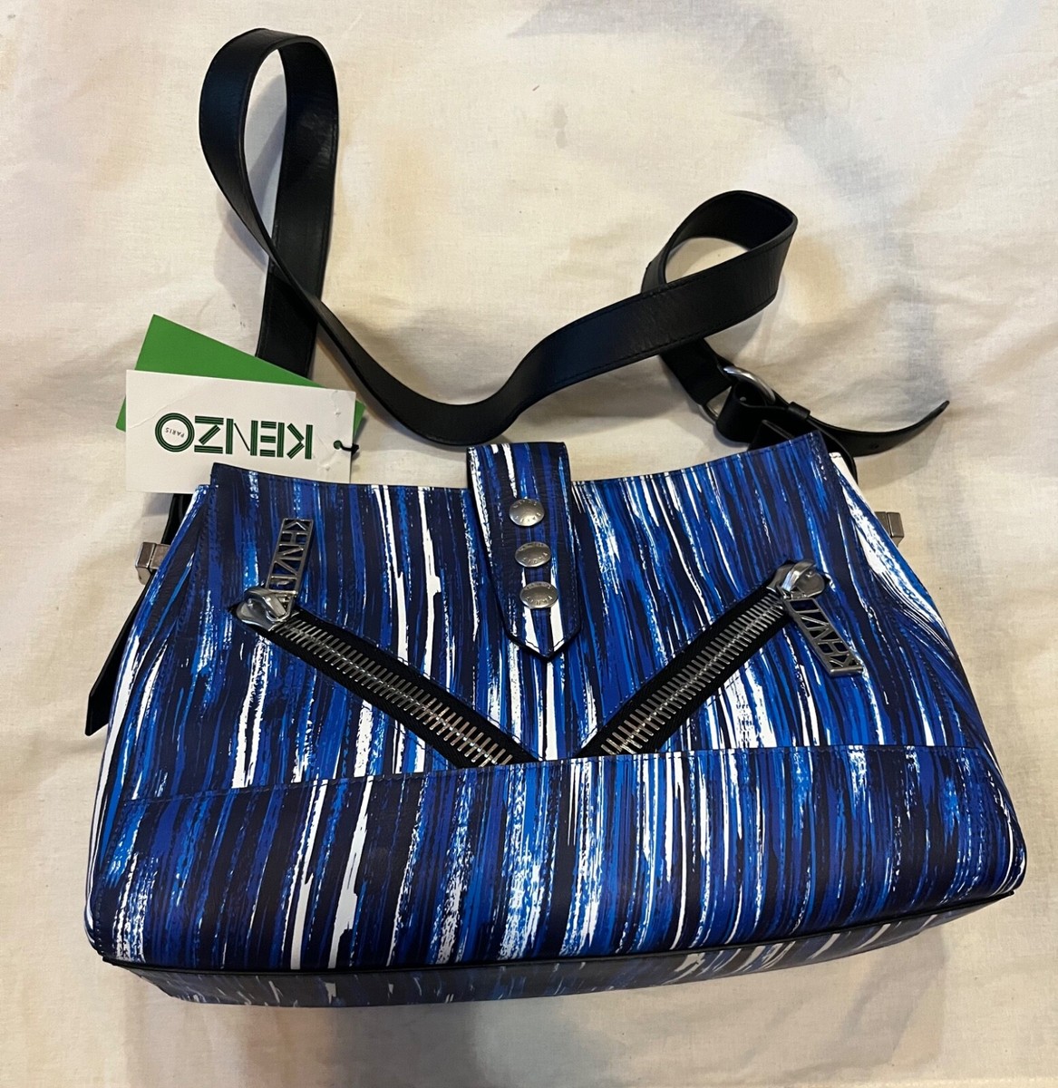 Kenzo Kalifornia Deep Sea Blue Leather Shoulder Bag, Brand New