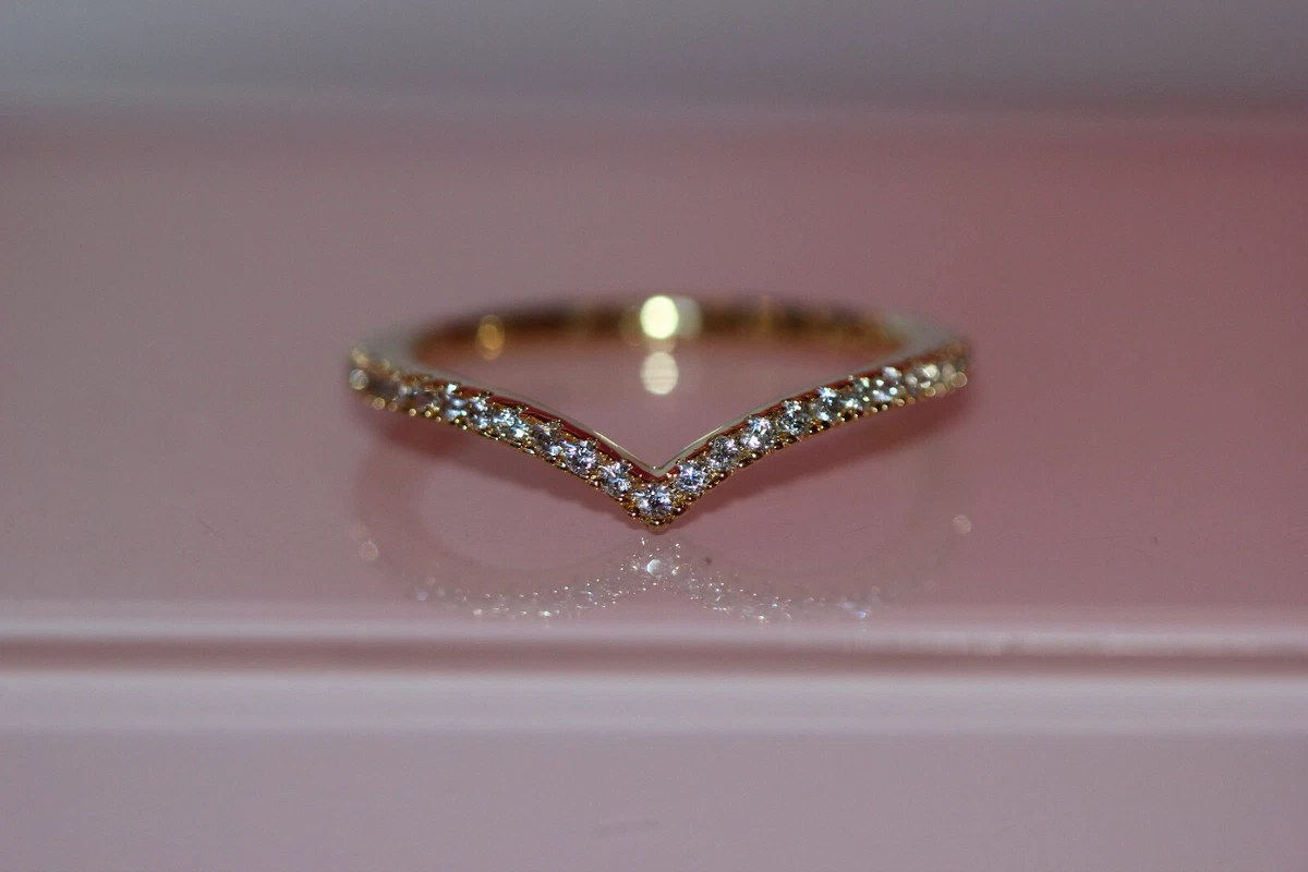 NIB FALL 2019 PANDORA SHINE SPARKLING WISHBONE RING 168758C01 BOX TAG 65 NEW