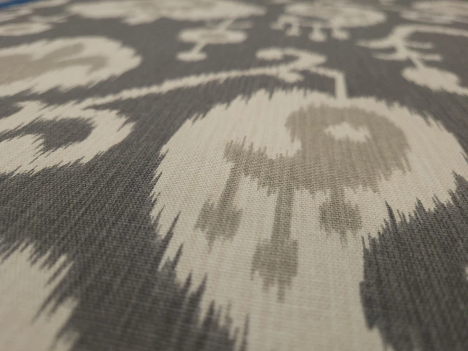 Waverly JAVA PEWTER Cotton Gray Paisley Ikat Drapery Uph Fabric - Image 3 of 4