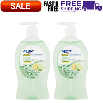 (2 Pack) Equate Antibacterial Green Citrus Liquid Hand Soap Pump, 11.25 Fl Oz