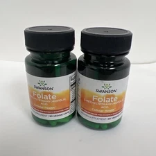 Swanson Folate 5-Methyltetrahydrofolic Acid 800 Mcg 30 Veggie Capsules EXP:04/25