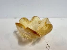 Vintage Murano Italian Hand Blown Art Glass Dish with Gold Fleck Decorations
