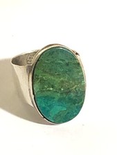 Old MLV Taxco sterling chrysocolla wideband s7 ring 080623bA Z G