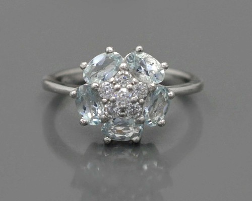 Natural Aguamarina Piedra Preciosa 925 Anillo Plata de Ley Pendientes Collar - Imagen 4 de 8