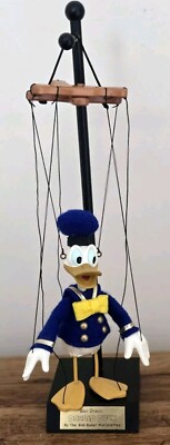 Rare Vtg Walt Disney LE Bob Baker Marionette Donald Duck String Puppet & Stand