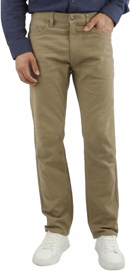 Jachs New York Men’s Straight Fit Flex Waistband 5-Pocket Pants,Tan,Size 34X30