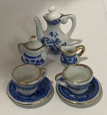 Vintage Child  s Ceramic Coffee Tea Set Japan Blue Willow Doll House - Mini