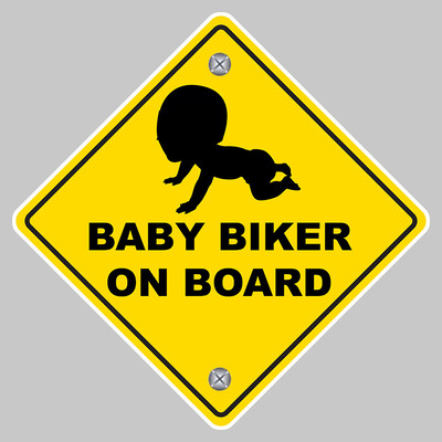 BABY BIKER AN BORD SICHERHEITSSCHILD 12cm AUFKLEBER STICKER AUTO BA173