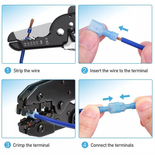 100-500pcs Insulated Nylon Female Male Spade Wire Connectors Crimp Terminals Kit - Picture 4 of 25