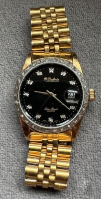 Dufonte Lucien Piccard watch Gold tone Wristwatch w Crystal  display picture 3