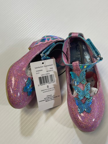 Disney Mädchen glitzernd rosa blau Schmetterling Details Prinzessin Riemchen Heels 8