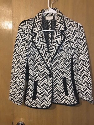 Chicos Vintage Black & White Design Jacket Size 0/XS