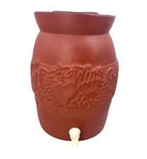 Vintage 1981 Gourmet Topf  Terracotta Clay Water Dispenser Pot Jug 2 Gallon