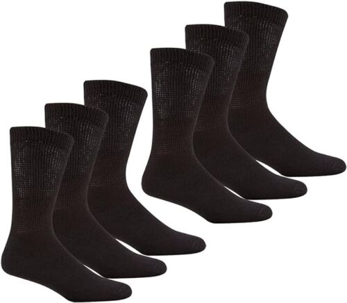 6 Pairs Mens Diabetic Flight Travel Socks Extra Wide Non Elastic Gentle Toe Seam - Picture 3 of 10