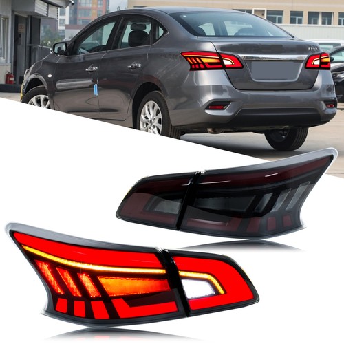 Wolfx LED Tail Light Assembly Pair For Nissan Sentra 2000-2003 – Smoke Lens, Red LED, DOT/SAE Certified